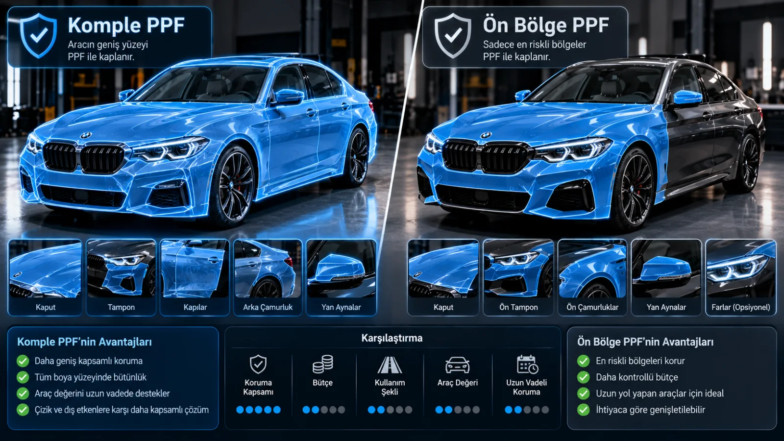Komple PPF mi, Ön Bölge PPF mi? Hangisi Daha Mantıklı?